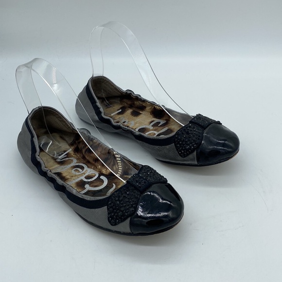 Sam Edelman Blythe Sip On Ballet Flats Bow Black Grey Womens Size 6.5 M - Picture 5 of 12